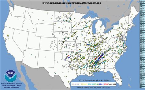 SPC Annual Tornado Maps 1952-2011