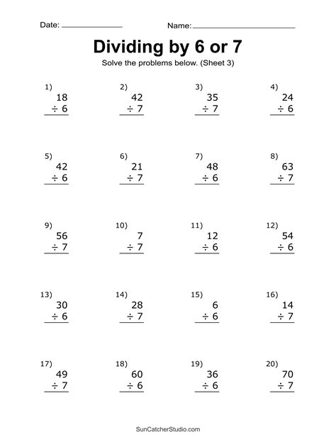 Division Worksheets & Problems (Free Printable Math Drills) – DIY Projects, Patterns, Monograms ...