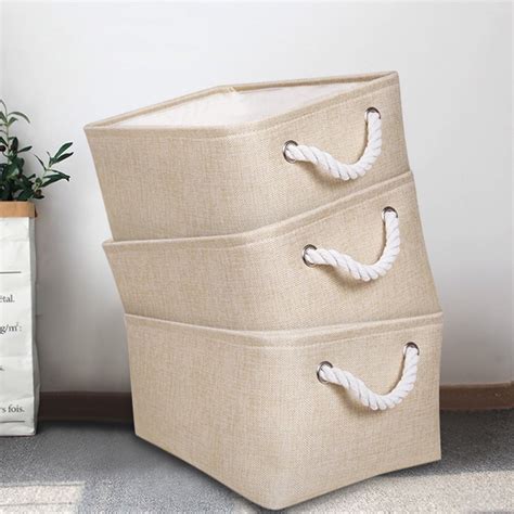 【JCXAGR】Canvas Fabric Foldable Basket Laundry Storage Baskets with ...