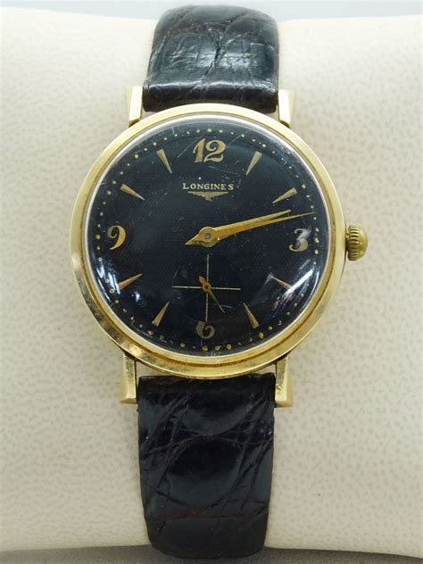 Vintage 1960s Men’s Longines 14k Gold Watch Leather Strap - Jewelry ...