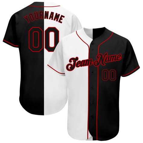 Custom Team Red Baseball Authentic White Split Fashion Jersey Black