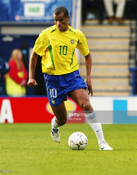 Rivaldo of Brazil running with the ball during the International ...