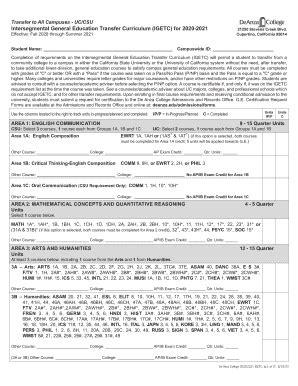 De Anza College IGETC 2020-2025 - Fill and Sign Printable Template Online