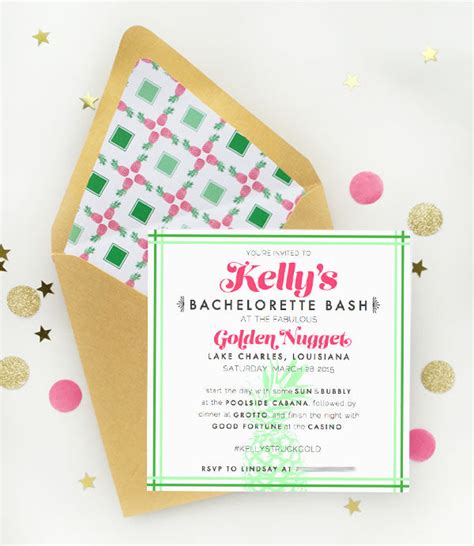 kelly's golden bachelorette party invitation – Charm & Fig