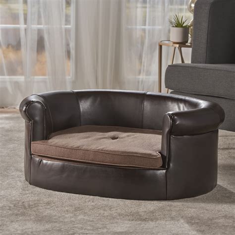 Quentin Noble House Oval Leather Dog Sofa, Dark Coffee, Brown - Walmart.com