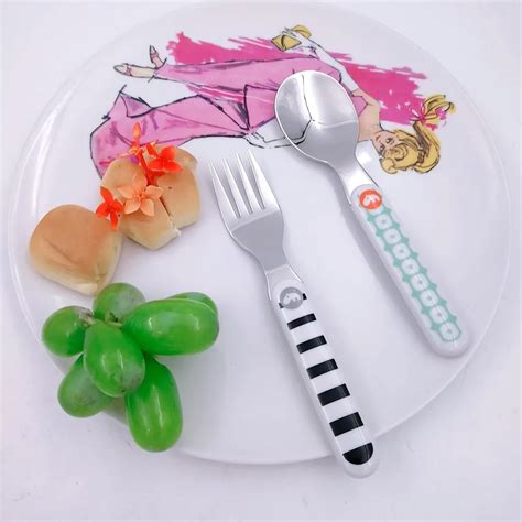 Stainless Steel Cute Cartoon Baby Kids Children Cutlery Set With Plastic Ps Handle - Buy Baby ...