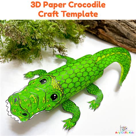 3D Paper Crocodile Craft Template - Arty Crafty Kids