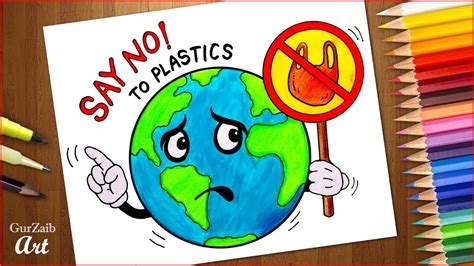 Say No To Single Use Plastic Slogan Drawing - IMAGESEE