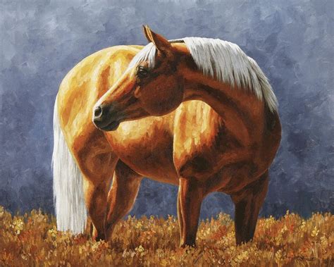 Gold Horse Meadow Painting - Gold Horse Meadow Fine Art Print (With images) | Horse painting ...