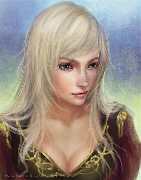 a digital painting of a woman with blonde hair