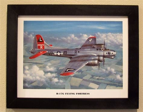 14 1/2 X 18 1/2 Black Framed Art Print Painting of a Boeing B-17G ...