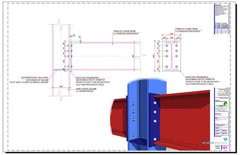 Beam to Wide Flange Column Endplate Connection Detail Steel Trusses, Roof Trusses, Steel Columns ...