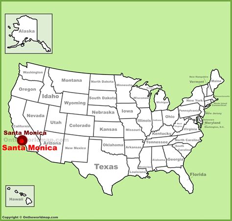 Santa Monica location on the U.S. Map - Ontheworldmap.com