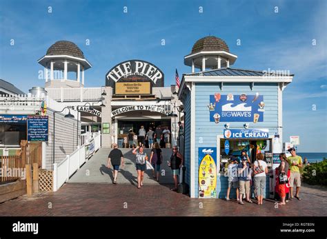 OLD ORCHARD BEACH, MAINE - JULY 25: People enjoy the Historic Old Orchard Beach Pier, which ...