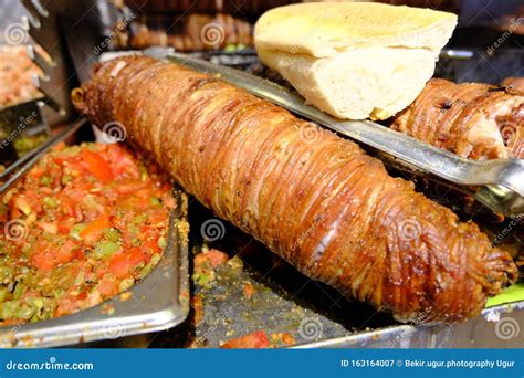 Turkish Street Food Kokorec Made with Sheep Bowel. Stock Image - Image ...