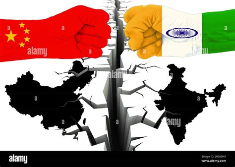 A India VS China Border Disputes War Concept Illustration, Fight Trade ...