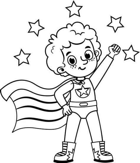 Best Superhero Black And White Coloring Isolated Illustrations, Royalty ...