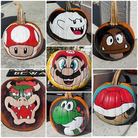 Super Mario Brothers Painted Pumpkins 2021 in 2023 | Halloween pumpkins ...