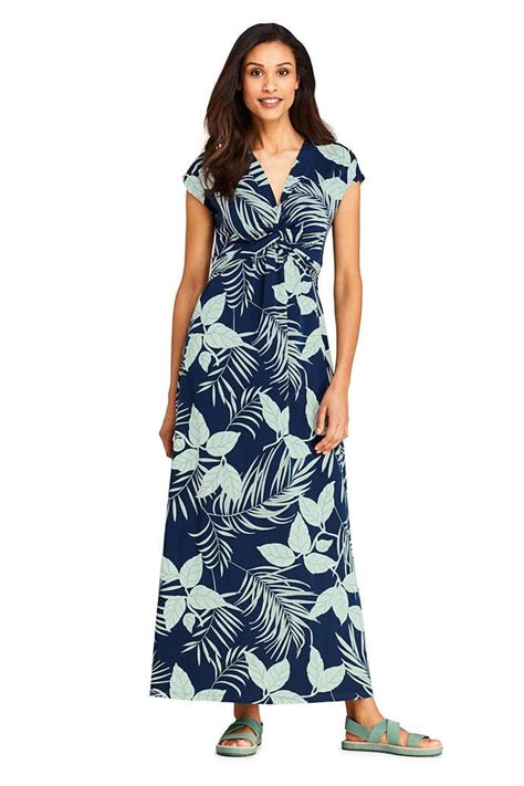 Women's Cap Sleeve Knot Front Maxi Dress from Lands' End | Maxi dress ...