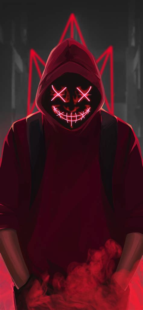 1125x2436 Red Mask Neon Eyes 4k Iphone XS,Iphone 10,Iphone X ,HD 4k Wallpapers,Images ...