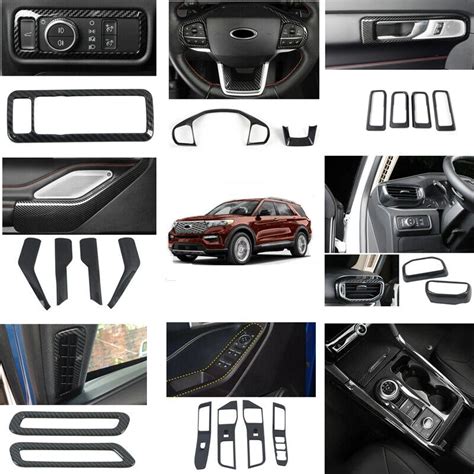 LHD! Car Styling 21PCS ABS Carbon Fiber Printed Interior Accessories Kit Cover Trim for Ford ...