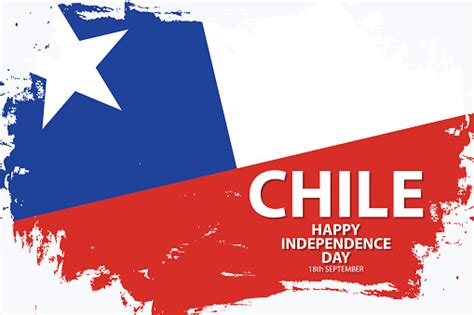 Chile Happy Independence Day Holiday Background With Chilean National Flag Brush Stroke Stock ...