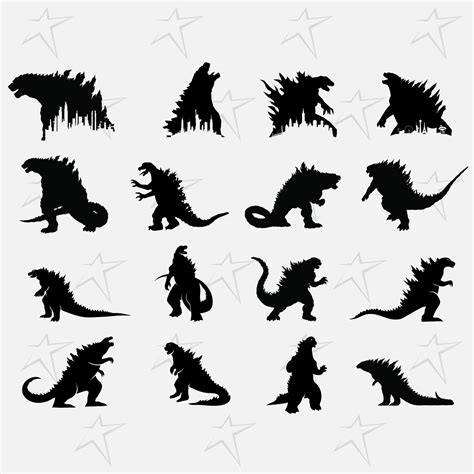 Godzilla Silhouette SVG PNG DXF. Instant download files for | Etsy