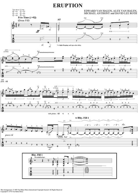 Eruption" Sheet Music by Van Halen for Guitar Tab - Sheet Music Now