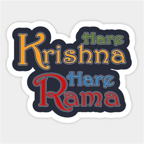 sticker with the words here, krishna and har rama on it