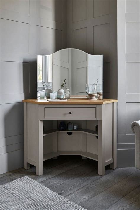 Next Malvern Dove Grey Corner Dressing Table - Grey | Corner dressing table, Dove grey furniture ...