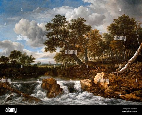 Landscape with waterfall 1668 Jacob Isaacksz van Ruisdael (or Ruysdael ...