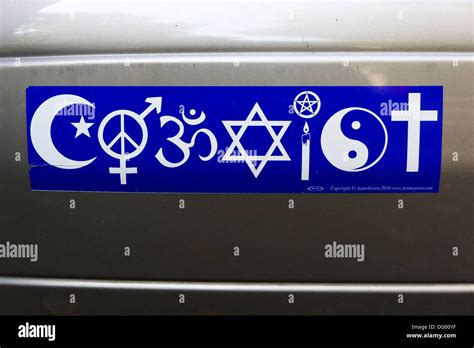 Coexist bumper sticker with symbols of various religions Stock Photo - Alamy