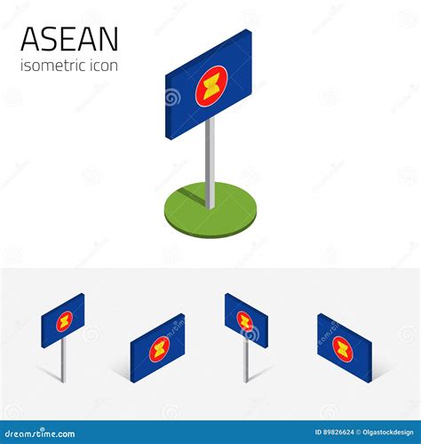 ASEAN Flag, Vector Set of Isometric Flat Icons, 3D Style Stock Vector - Illustration of malaysia ...