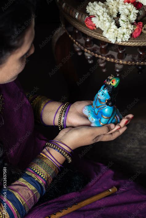 Pooja Setup to celebrate krishna Jayanti Stock Photo | Adobe Stock