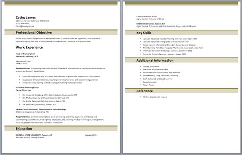 Medical Transcription Resume | Medical transcription, Resume examples, Sample resume templates