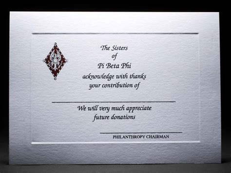 Full Color Donation Thank You Cards Pi Beta Phi | GreekStation