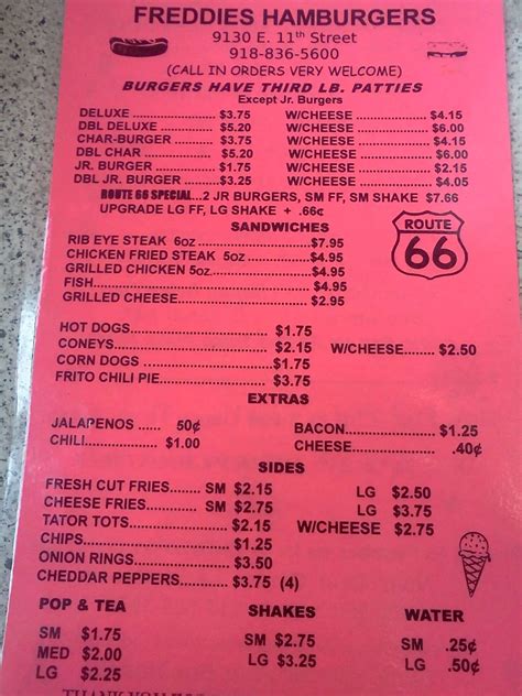 Freddy's Printable Menu - Printable Templates