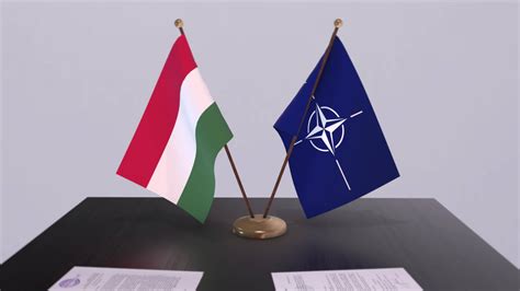 Hungary country national flag and NATO flag. Politics and diplomacy ...