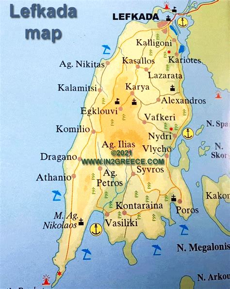 Map of Lefkada Greece