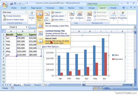 MS Excel 2007: How to Create a Column Chart