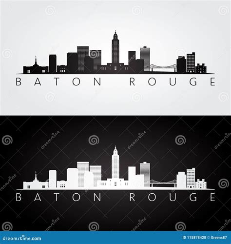 Baton Rouge USA Skyline and Landmarks Silhouette Stock Vector - Illustration of rouge, america ...