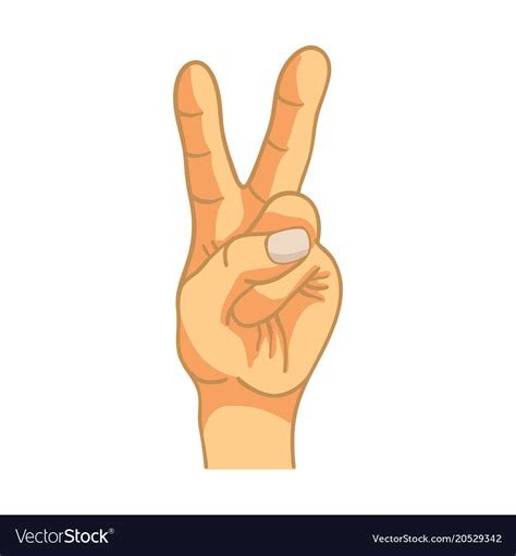 Cartoon hand in victory gesture on white Vector Image