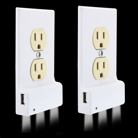 2-Pack Outlet Cover with USB Port and Built-In LED Light - BelleChic