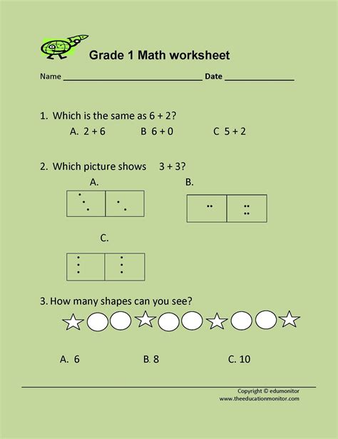Math printable worksheets 1st grade for kids
