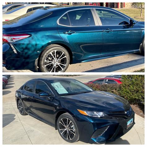 My first Toyota. 2020 Camry SE Hybrid. The “galactic aqua mica” paint looks blue, green, or ...