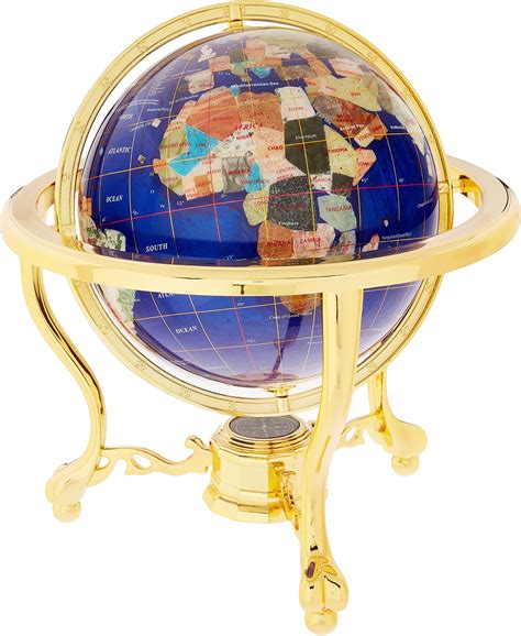 Amazon.com: Unique Art 19-Inch Tall Blue Lapis Ocean Table Top Gemstone World Globe with Copper ...