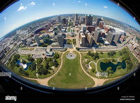 A fisheye view thru the window of the 630-foot Gateway Arch In St. Louis Missouri Stock Photo ...