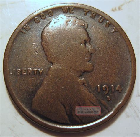 1914 D Lincoln Wheat Cent Coin One Penny (322ak)