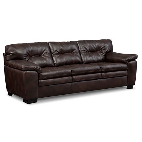 Legend Brown Leather Sofa - Value City Furniture