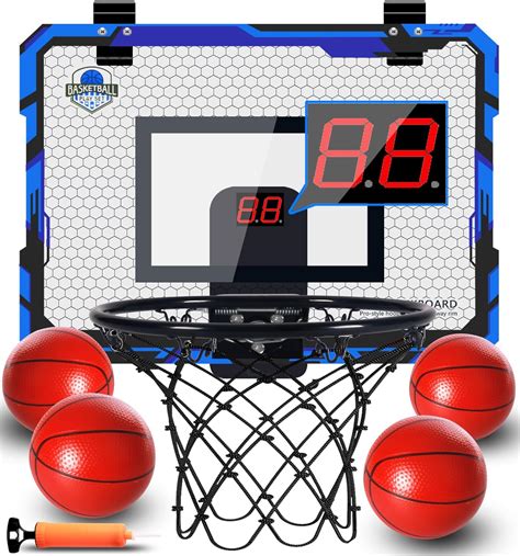 MAIAGO Indoor Mini Basketball Hoop with Electronic Scoreboard - Over The Door Basketball Hoop ...